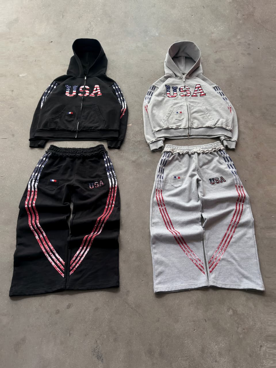 Black & Grey Track Suit Set